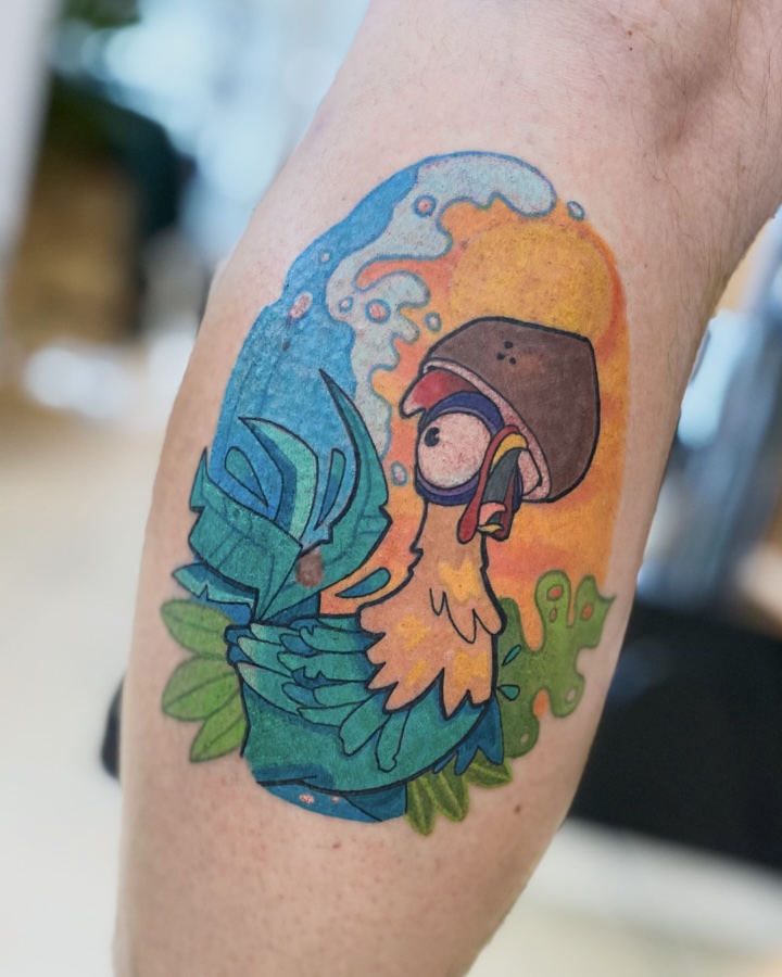 Tatouage d'AieAie de Vaiana en style cartoon par Coyote
