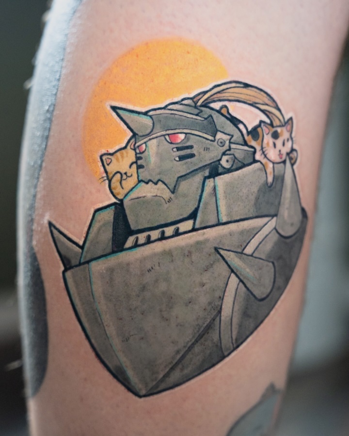 Tatouage cartoon d'Alphonse de Full Metal Alchemist par Coyote