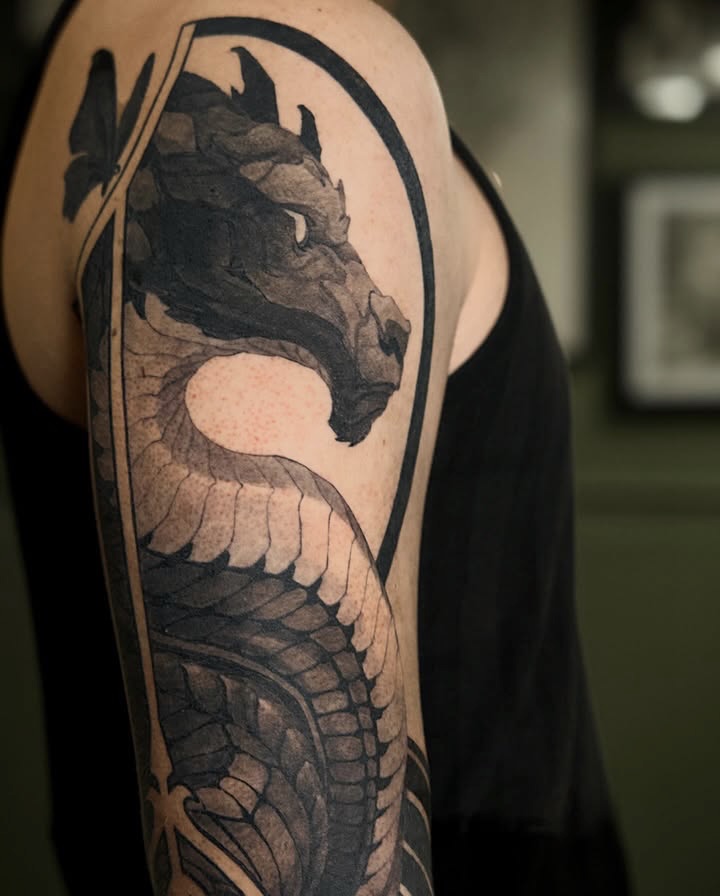 Tatouage dragon inspiré de Donjons et Dragons par Bryan Ly