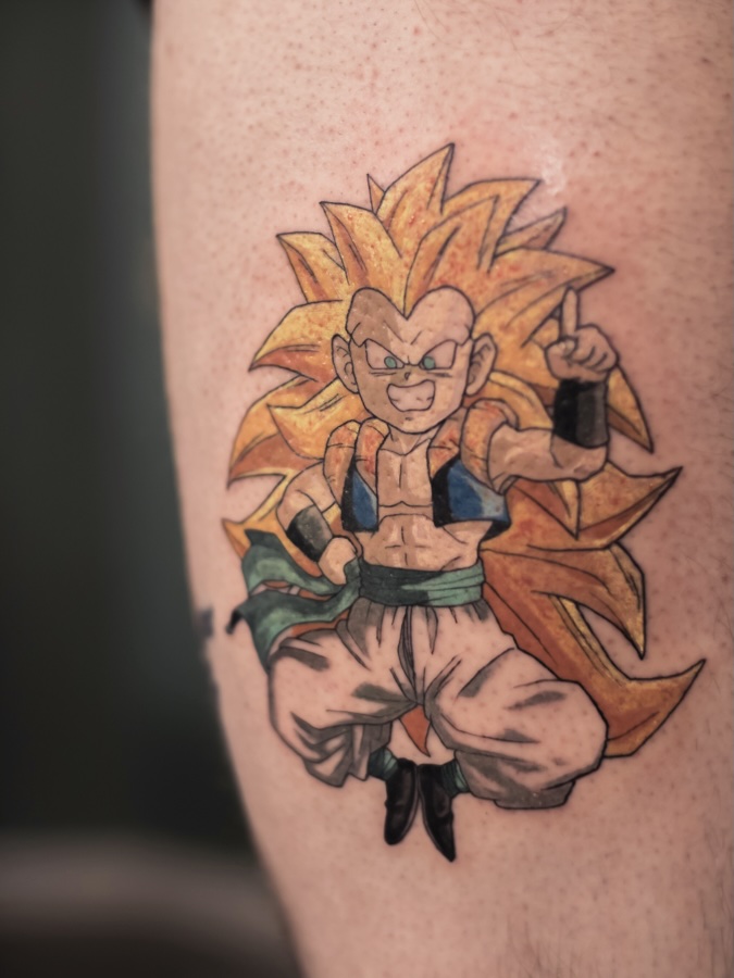 Tatouage manga de Goten de Dragon Ball en couleur par Bryan Ly