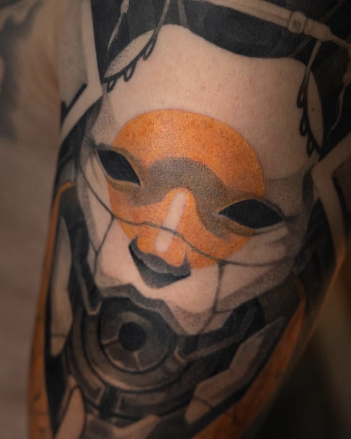 Tatouage néoréaliste de robot Ghost in the Shell par Bryan Ly