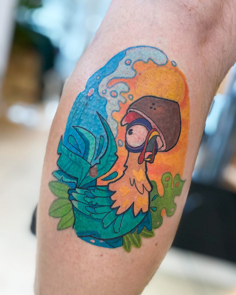 Tatouage Aieaie Vaiana par Coyote, tatoueuse à Genève, style cartoon