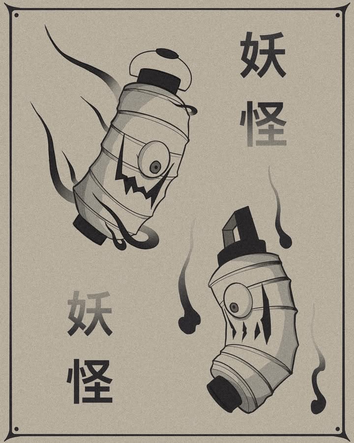 Flash tattoo d’un Yokai par Weik